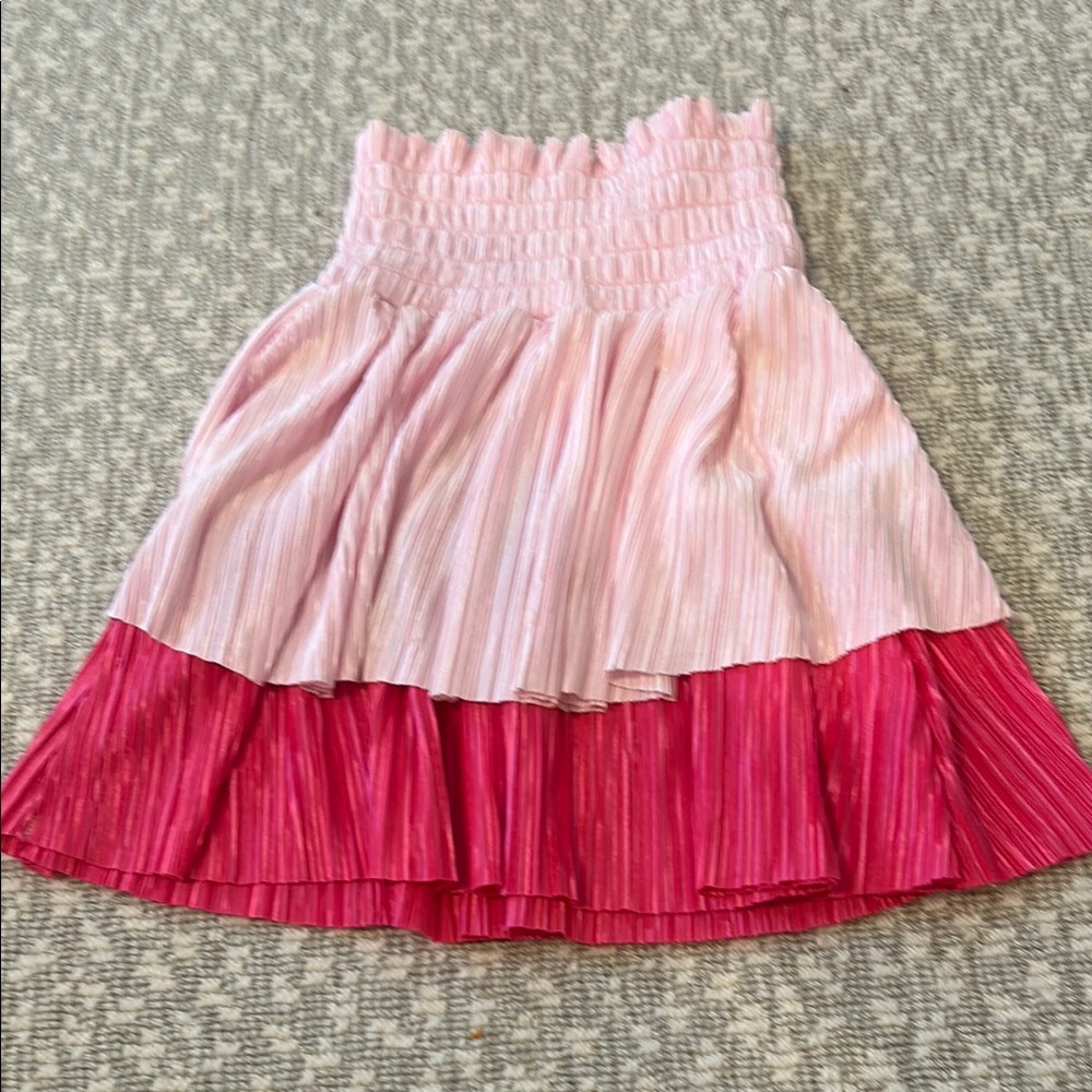 House of Wallace Pinkmulti Tiered Mini Skirt